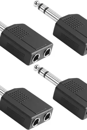 Consegna Rapida Adattatore stereo maschile a doppio femminile per segnale di chitarra - 4 pezzi