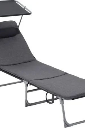 Offerta Del Giorno Sedia da Giardino con Supporto Cervicale - Ombrellone - Divano - Impacco Rapido - 53cm x 193cm x 29,5cm Grigio